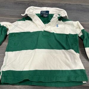 Polo by Ralph Lauren Green & White Kids Rugby Shirt Size 2